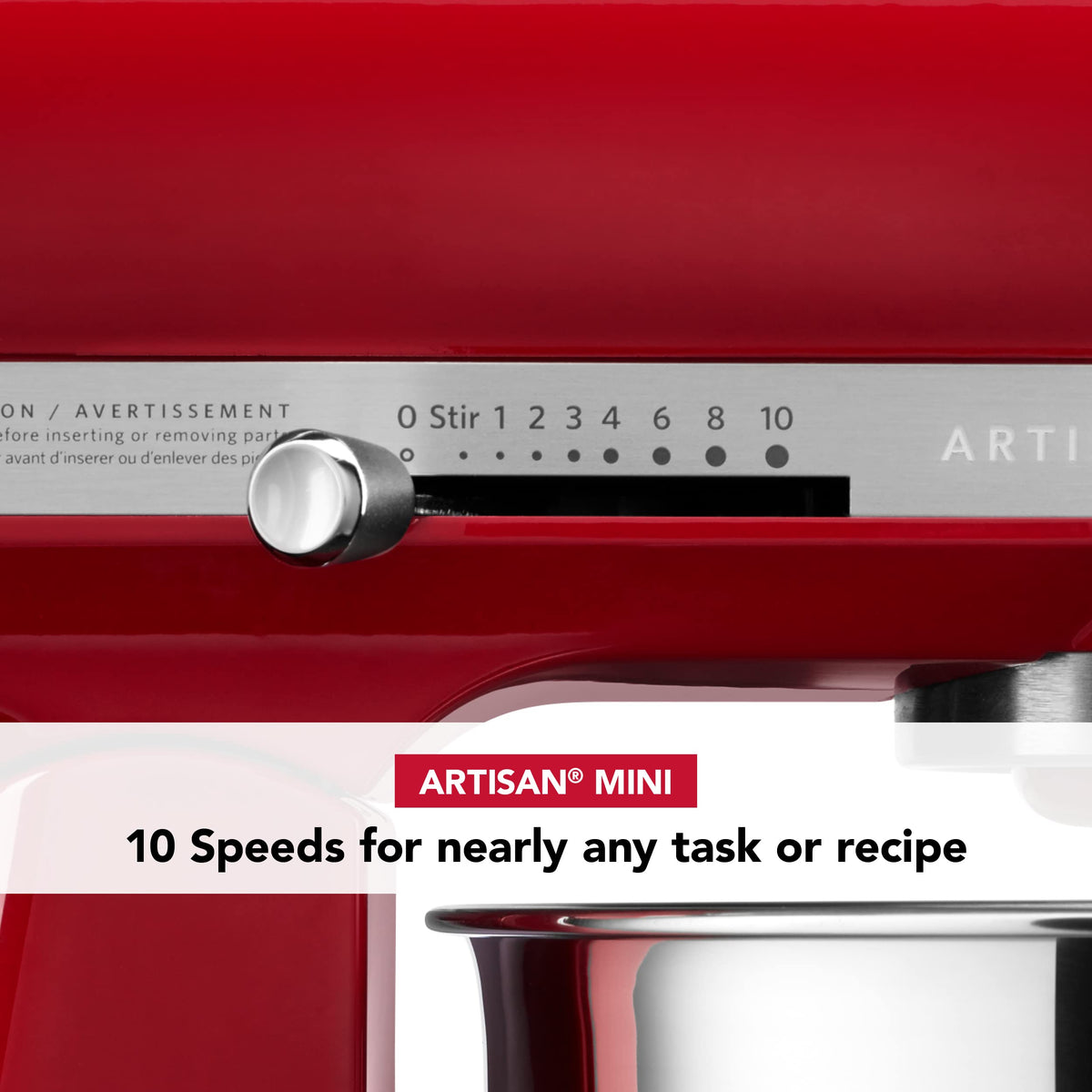 Artisan Mini by KitchenAid – 3.5 quart, Stainless Steel, Empire Red, Pack of 4, Model KSM3316XER