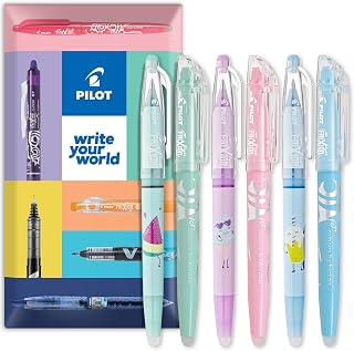 PILOT FriXion Pool Party Erasable Pen & Highlighter Set 6 Pack 0.7mm | Soft Pastel Colours, Thermosensitive Erase Ink, Special Edition, Ideal Stationery for Revision, Study Notes, Home & Office