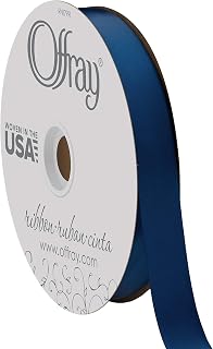 Berwick Offray 7/8" Wide Double Face Satin Ribbon, Light Navy Blue, 100 Yards