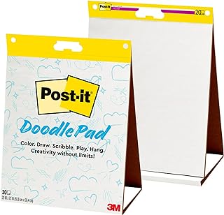 Post-it Doodle Pad, Portable Art Easel, Self-Stick Tabletop Easel Pad, 20 in x 23 in, 20 Sheets/Pad, 2 Pads/Pack (563R-DP)
