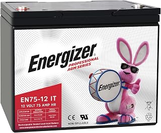 Energizer EN75-12IT, 12 Volt 75 Amp Hr, Long Lasting Sealed Lead Acid AGM Rechargeable Battery Ideal For Use In Wheelchairs, Electric Scooters, Sump Pumps, and more