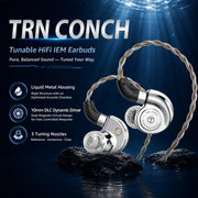 IEM Earbuds by TRNzod – With Mic, Metal, Silver, Model TRN Conch