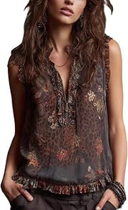 Going Out Tops for Women Leopard Print Sleeveless Loose Comfy Elegant Vacation Tops for Women 2026
