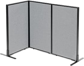 Global Industrial 24-1/4"W x 42" H Freestanding 3-Panel Corner Room Divider, Gray