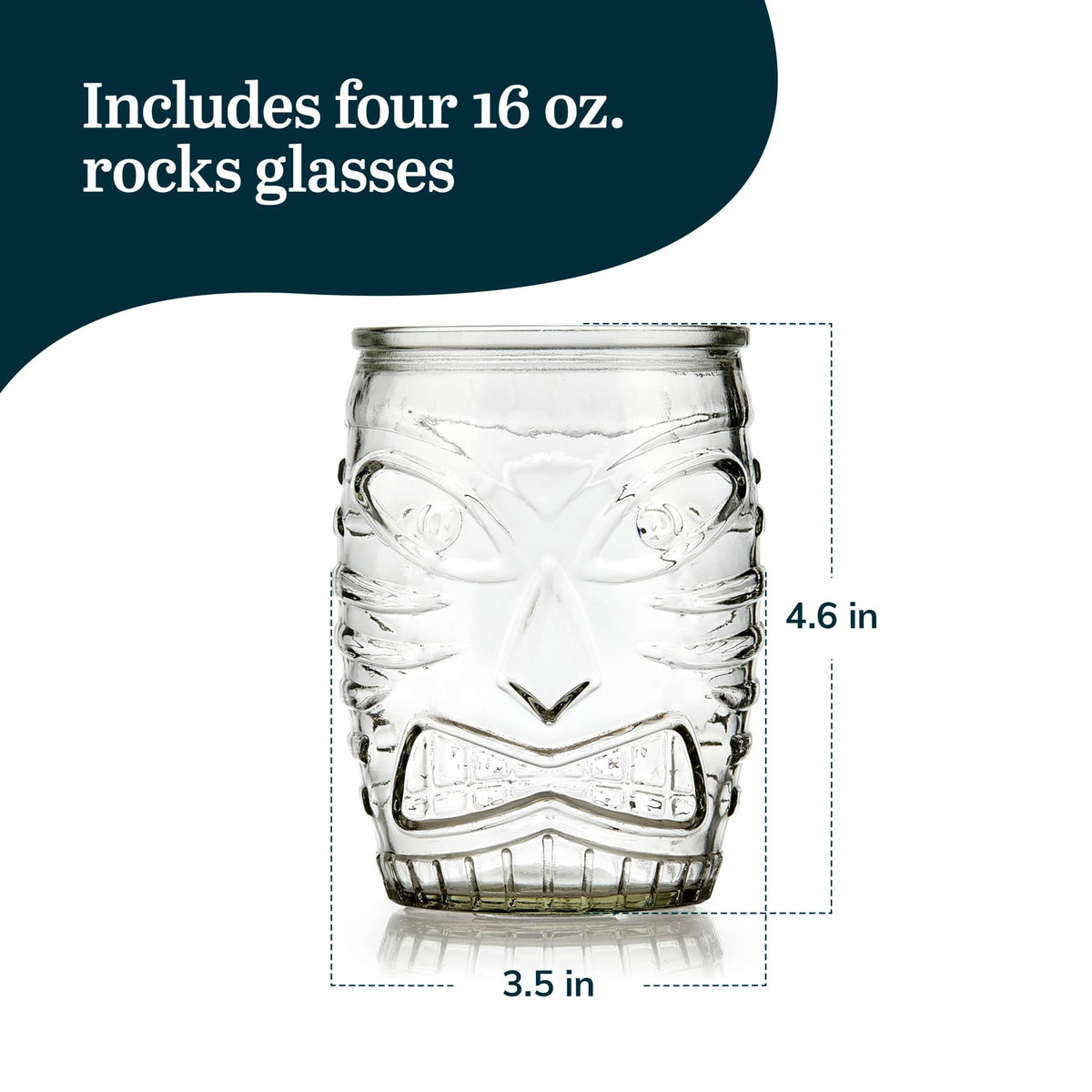 Libbey Tiki Statue / 4 Count (Pack of 1) / Tiki Mixed Drinkware Sets