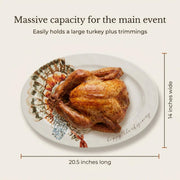 Mud Pie Turkey Platter, Ceramic, Beige 14 x 20.5 Inches
