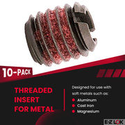 Thread Insert by E-Z LOK – Meets AISI 12L14, #8-32 Internal Threads, 5/16"", Steel, Red, Pack of 10, Model 329-008