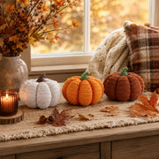Meetyamor Resin Pumpkin Set, Knit Texture, White Orange Brown