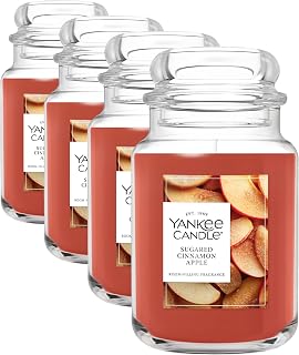 Yankee Candle Sugared Cinnamon Apple, Scented Candle, 22oz Large Jar with up to 150 Hour Burn Time, Giftable (Pack of 4)