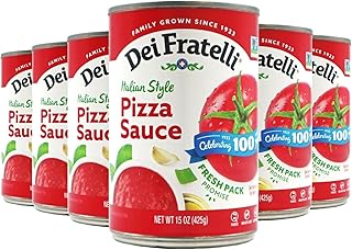 Dei Fratelli Pizza Sauce from Vine-Ripened Tomatoes (15 oz. Cans, 6 pack) - No Water, No Paste, Non-GMO, Gluten-Free