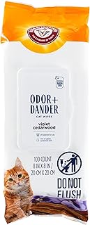 Arm & Hammer Cat Odor Control Wipes, Violet Cedarwood, 100 Count | Waterless cleaning wipes, baking soda formula, eliminates odor between baths, gentle daily use routine