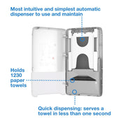PeakServe Automatic Paper Hand Towel Dispenser White H by Tork – H5, White, Model 552540