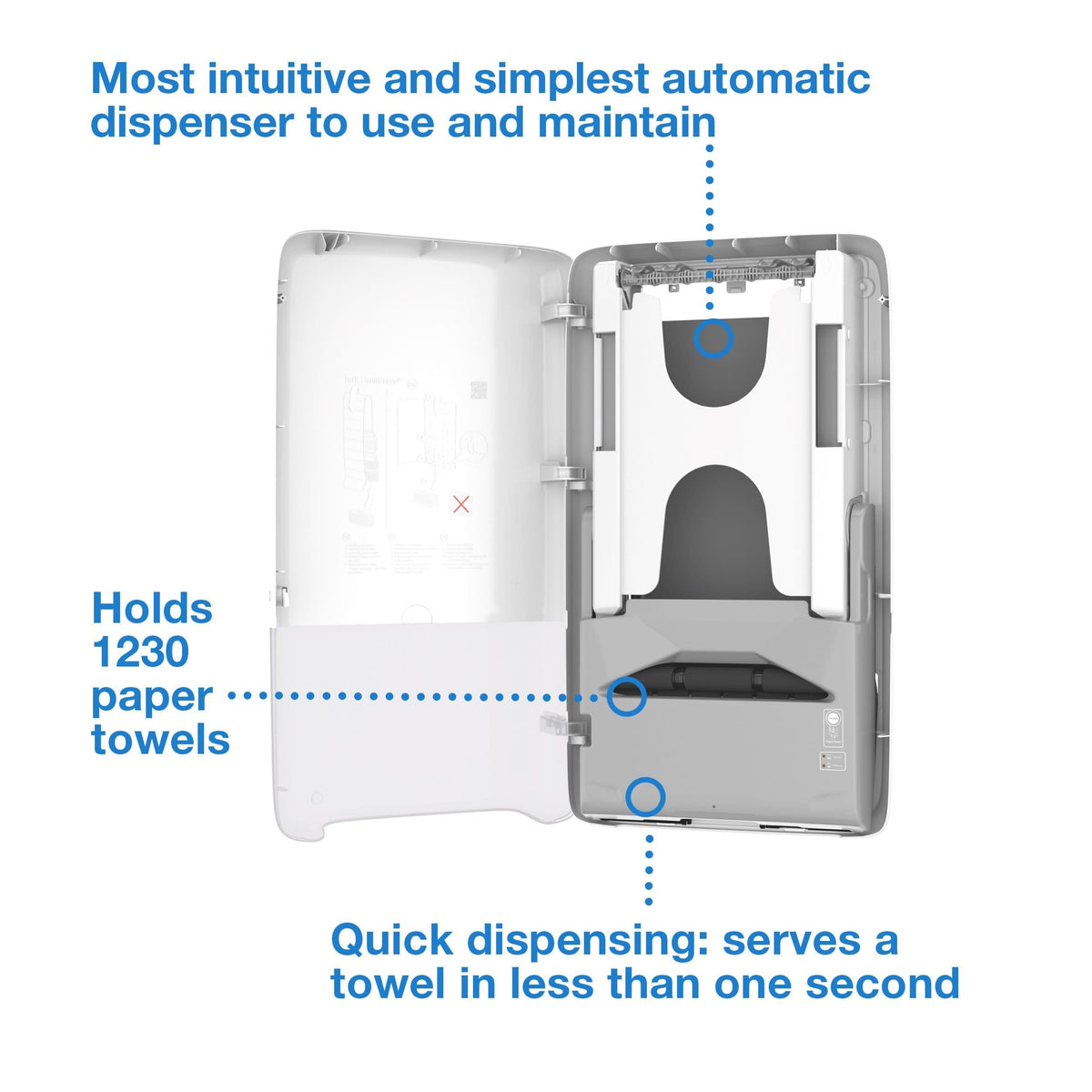 PeakServe Automatic Paper Hand Towel Dispenser White H by Tork – H5, White, Model 552540