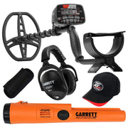 Garrett AT MAX Metal Detector Bundle with Z-Lynk Wireless by Garrett Metal Detectors – AT Max w/ PPAT & Hat, Metal, orange, black, Model 1142062