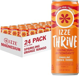 IZZE Thrive Orange Mango with Magnesium, 24-pack, 8.4 fl oz cans | Made with Real Fruit Juice, Contains Antioxidants, Non-GMO, No Added Sugars, No Artificial Sweeteners
