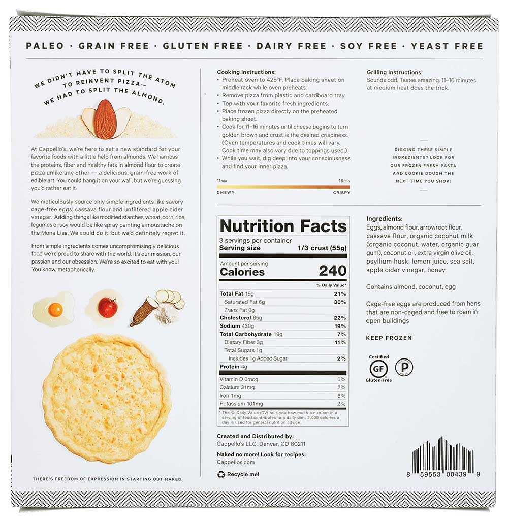 Naked Pizza Crust - 6 per case by Cappello's – Commercial Grade