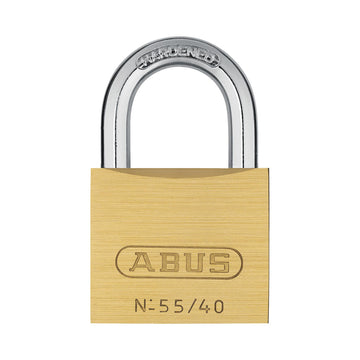 55/40 Solid Brass Padlock with 2 Keys for School by ABUS – 1.5-Inch, Stainless Steel, Silver, Model 55/40 B KD
