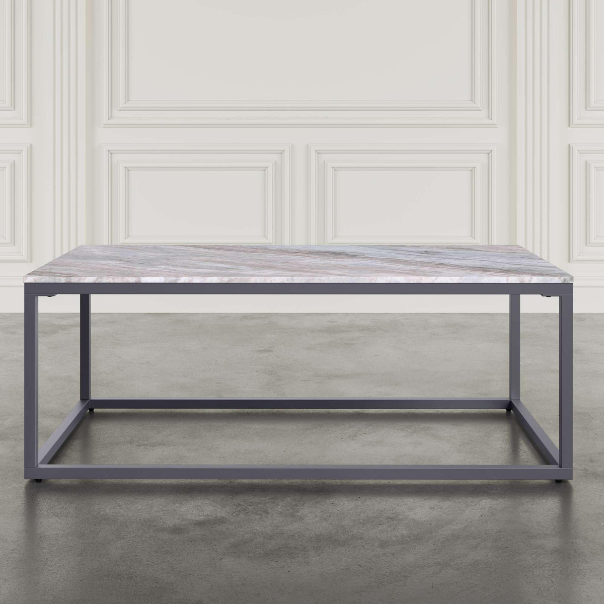 Wynn 48" Modern Luxe Solid Marble Coffee Table by Jofran Inc. – Marble, Grey Marble, Model 2568-1