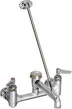 T&S Brass, B-0665-CR-BSTR, 10.4 GPM Wall Mounted Bridge Service Sink Faucet with Rough Chrome Body - Includes Lever Handles and Wall Support, Chrome