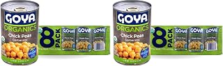 Goya Organic Chick Peas Garbanzo Beans, Low Sodium with Sea Salt, 15.5 Ounce, 8 Count (Pack of 2)