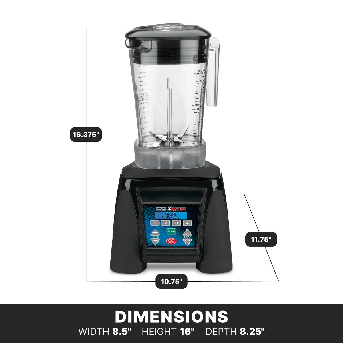 Waring 48 Ounce Copolyester Jar / Black / Modern Countertop Blenders