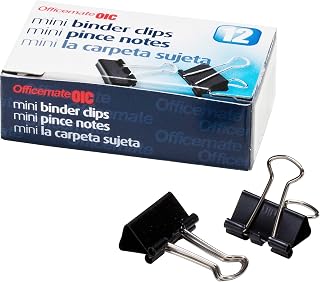 Officemate International Corp. 99010 Binder Clips,Mini,9/16-Inch Wide,1/4-Inch Cap, 12/BX, Black/Silver