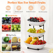 Lifewit 3 Tier Fruit Bowl, Plastic Tiered Serving Tray, Black