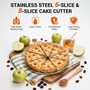 AquaLume Cake and Pie Cutter Set, Stainless Steel 6-Slice and 8-Slice, Silver