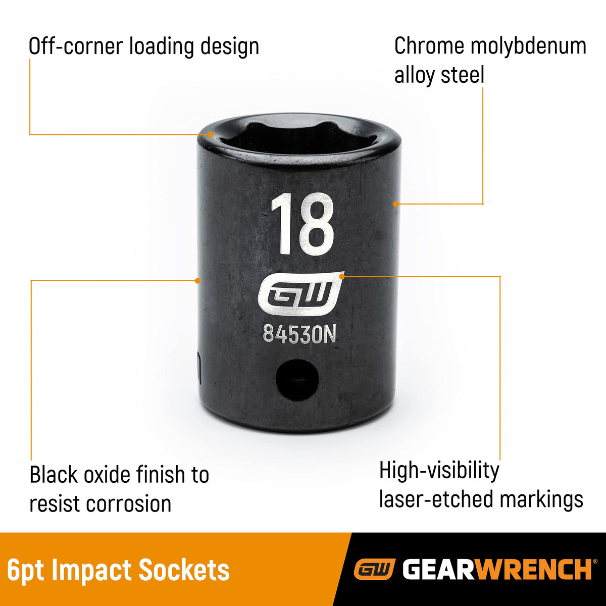 48 Piece 1/4" Dr 6 Pt SAE/Metric Impact Socket Set by GEARWRENCH – SAE/Metric, Chrome Molybdenum Steel, Black, Model 84902