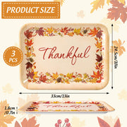 JarThenaAMCS Serving Trays, Set of 3 Melamine Platters, Watercolor Autumn Maple Leaves