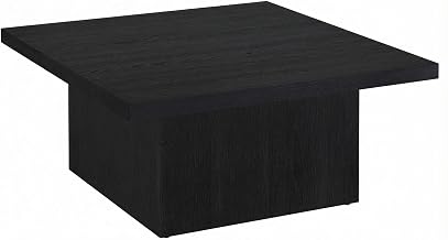 Furnifact Black Square Engineered Wood Cocktail Coffee Table with Plastic Glide Levelers, Contemporary Design, Durable 200 lbs Capacity, Living Room Accent