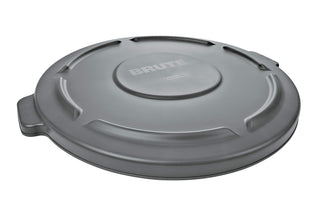 Rubbermaid Commercial BRUTE Trash Can Flat Lid Round Gray 55 Gallon FG265400GRAY