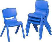 ECR4Kids 12in Plastic School Stack Chair, Classroom Furniture, Blue, 4-Pack