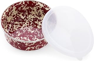 Crow Canyon Home Splatter 3 Piece Storage Bowl Set, Burgundy and Cream