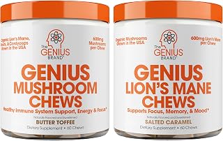 Genius Mushroom - Plant-Based Supplement for Immune, Focus & Energy Support + Genius Lion's Mane Soft Chews Supplement