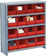 Global Industrial Closed Bin Shelving w/6 Shelves & 30 Red Bins, 36x12x39