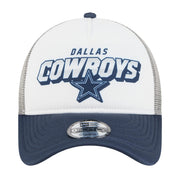 Toddler White/Navy Dallas Cowboys Streak A-Frame 9FORTY Adjustable Hat by New Era – Polyester, Dallas Cowboys, White, Model Nfl Toddler Streak A-frame 9forty