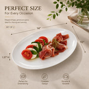 Yalong Porcelain Serving Platters, 14 Inch Oval, Set of 2, White