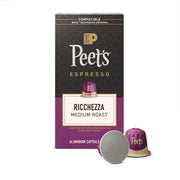 Peet's Coffee Ricchezza (Intensity 8) / 10 Count (Pack of 1) / Ricchezza Single-Serve Capsules & Pods