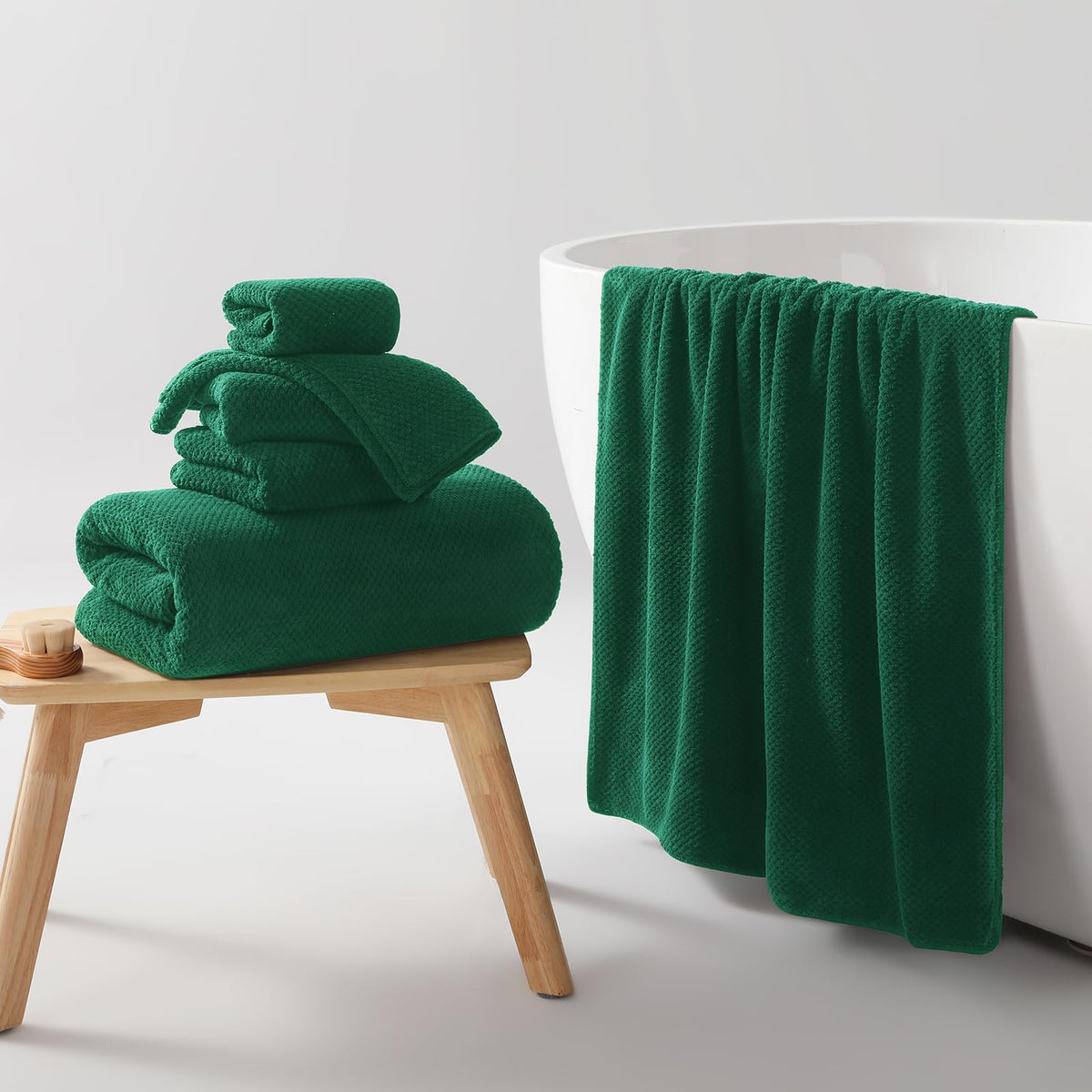 Redkiss Microfiber Towel Set, 6 Piece with Bath Hand and Washcloth, Dark Green