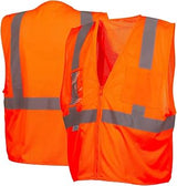 Pyramex RVZ2120CPXL RVZ21 Series Vest Class 2 Economy Vest with Clear Pocket - Orange - Extra Large