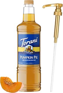Torani Sugar Free Pumpkin Pie Syrup 1 Liter with Pump – Keto Coffee Syrup, Zero Sugar Flavoring for Lattes & Cold Brew, Diabetic Friendly, Holiday Spice Café Drinks