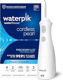 Waterpik Cordless Pearl Portable Water Flosser, Rechargeable, White