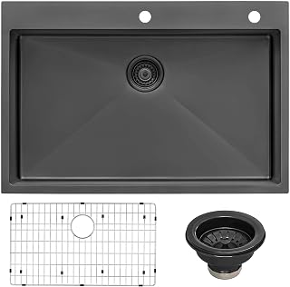 Ruvati 33x22-in Gunmetal Black 16-Gauge Drop-in Kitchen Sink - RVH5005BL
