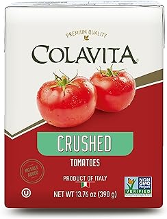 COLAVITA Crushed Tomatoes, Non GMO, No Salt Added, Kosher, 13.76 Ounces (Pack of 16)