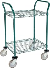 Nexel Utility Cart, 2 Shelf, Poly-Green, 24" L x 18" W x 39" H, Polyurethane Swivel Casters