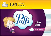 Puffs Facial Tissues Ultra Soft, 1 Rectangle Box, 124 Facial Tissues per Box, Allergies and Colds (Packaging May Vary)