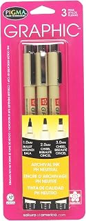 SAKURA 3-Piece Pigma Blister Card Graphic Ink Pen Set, Black