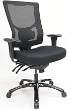 Lorell Big & Tall Mesh High-Back Office Chair, 400 lb Capacity, Adjustable Lumbar Support, Breathable Mesh Back, Fabric Seat, Black