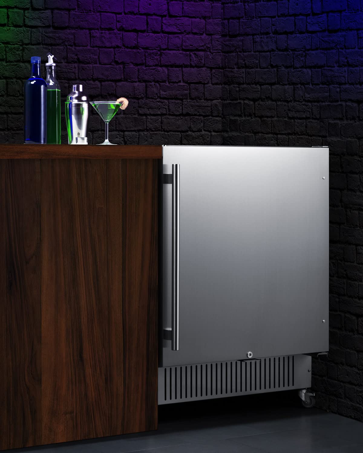 Summit 27” Refrigerator by Summit Appliance – 26.75x23.25x36.88, 4.98 cubic_feet, In Description, Stainless steel/Black, Model FF27BSSCAS